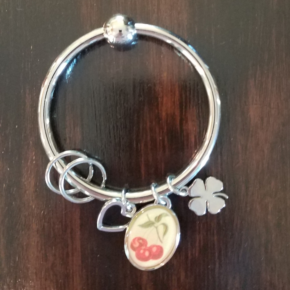 Cherries- Handcrafted charm bracelet